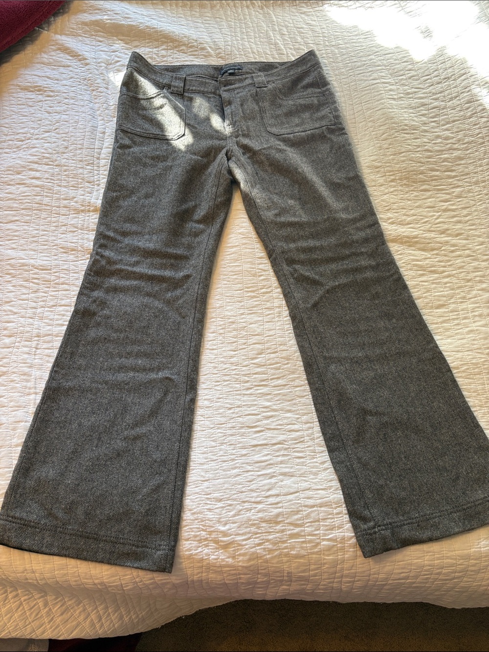 Banana Republic wide leg herringbone tweed wool blend pant.